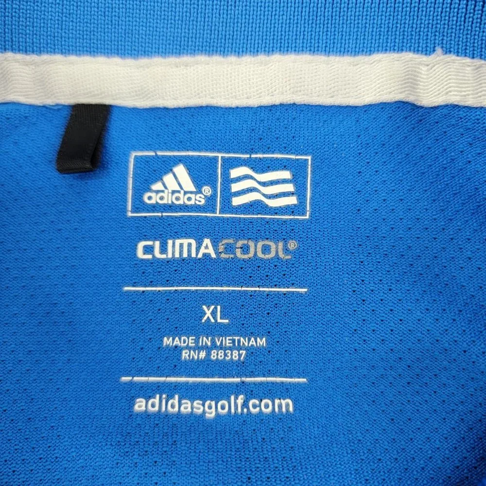 Adidas Golf‎ Polo Shirt Men’s XL Blue Striped Short Sleeve CLIMACOOL Performance